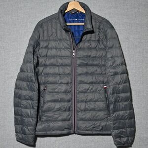 Tommy Hilfiger Puffer Jacket Mens Packable Natural Down Medium Gray